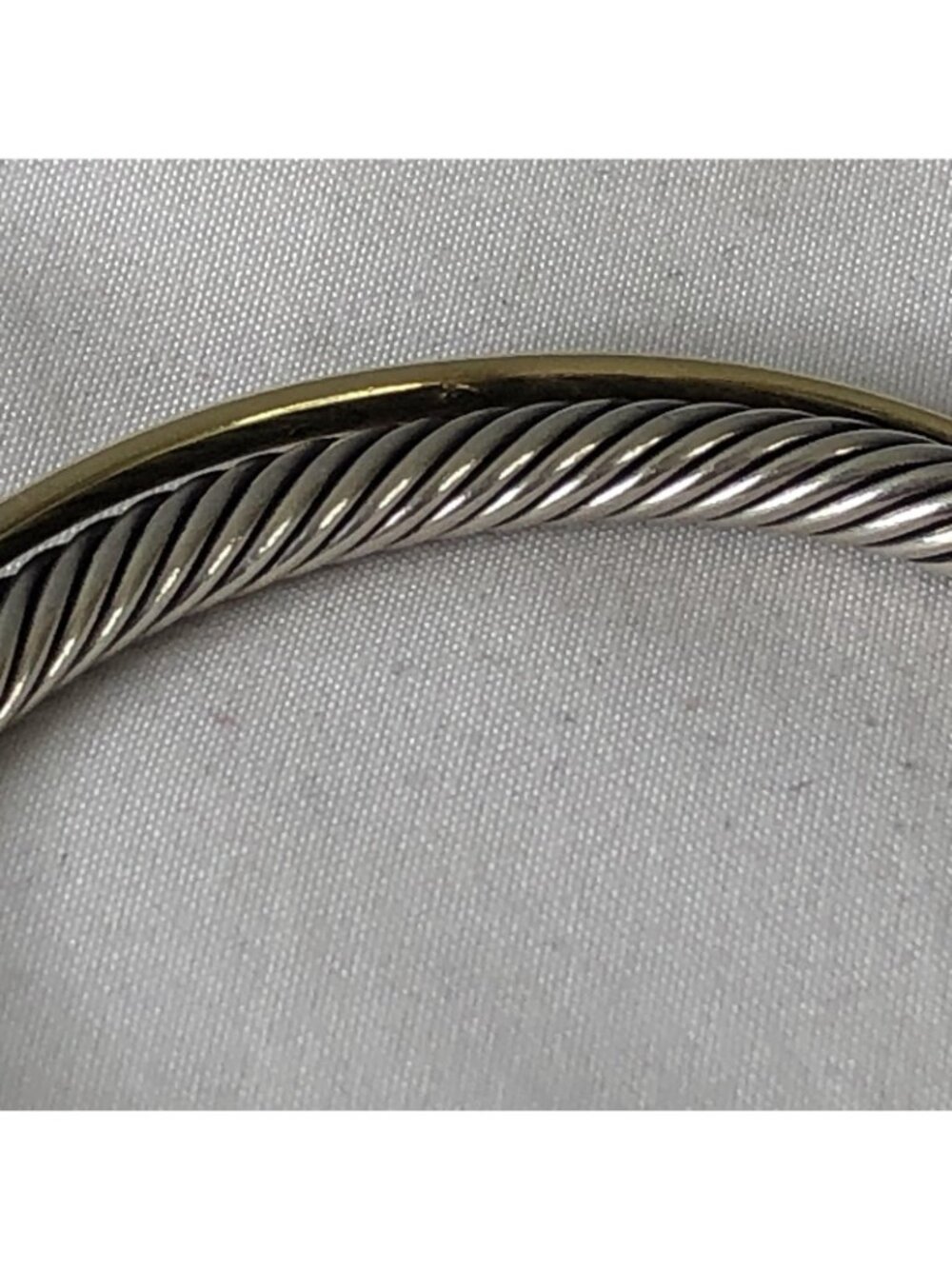 David Yurman Sterling Silver 925 Cuff Bracelet Two Tone Cable Jewelry Modern - Picture 10 of 16